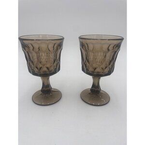 Vintage Noritake Perspective Mocha Brown Glasses 4oz Goblets Wine 2 Cups